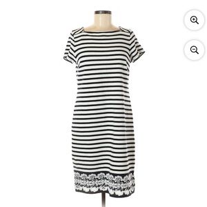 TALBOTS - Women’s Casual Stripped Navy Blue and White Dress Sz S